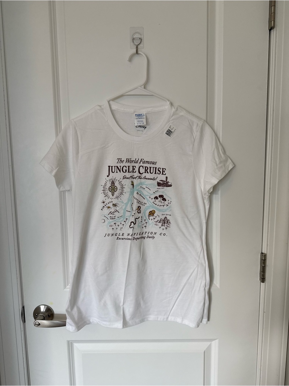 Disney Jungle Cruise White Graphic Womens T‑Shirt